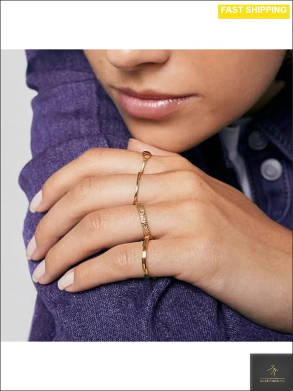 Gold Plated Stacking Ring Waterproof Sweatproof Non Tarnish
